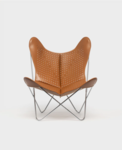 Fauteuil AA Butterfly Cuir Cognac ajouré Structure Laquée ou Chromée Design Contemporain Caen